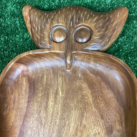 Vintage Wooden Owl Platter Large - Picture 3 of 15